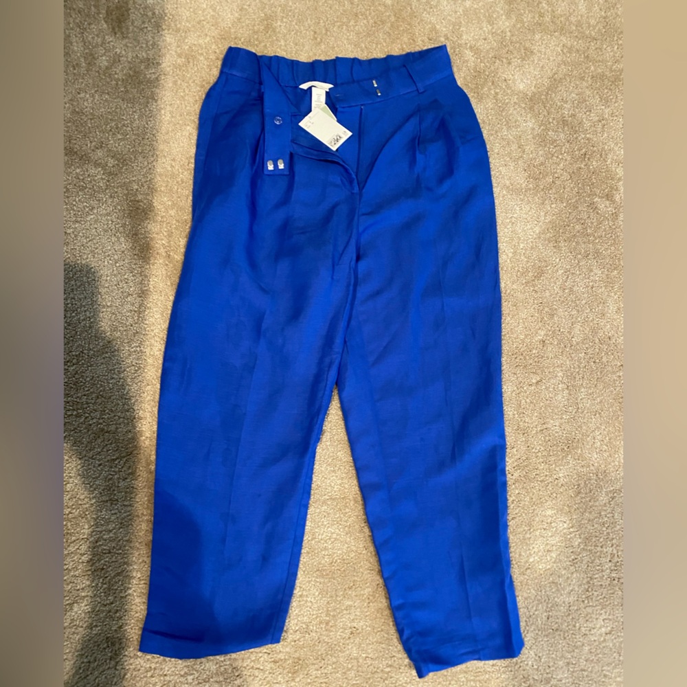 H&M Linen Blended Blue Pants